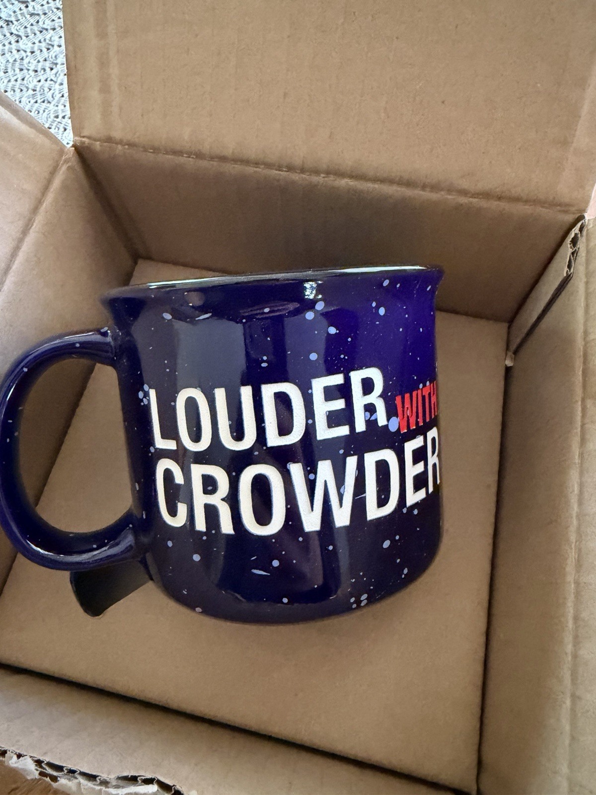 RARE! Louder with Crowder Discontinued Speckled Blue Coffee Mug Etched