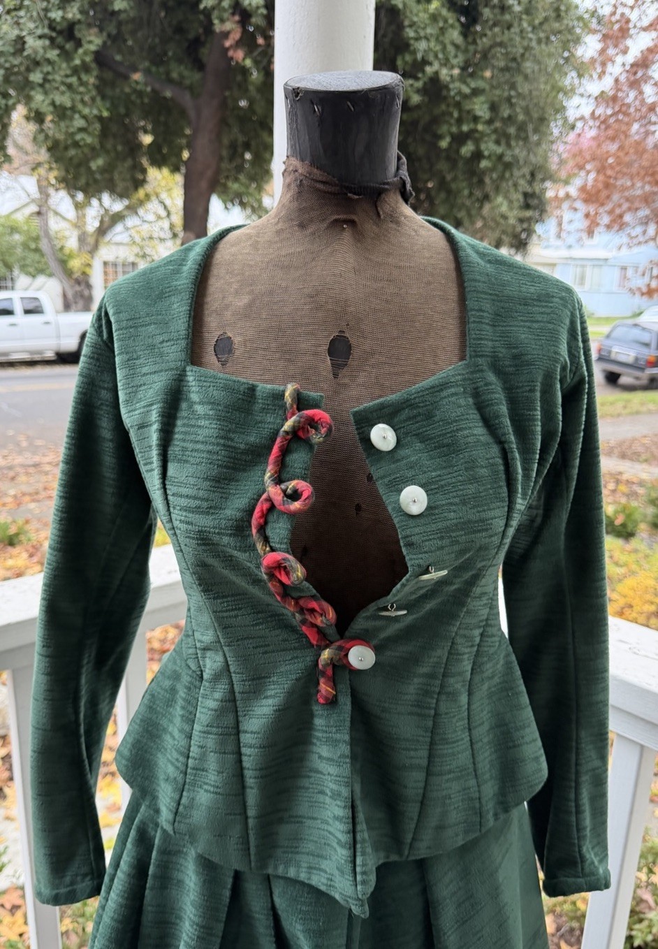 Victorian Christmas Costume 3-Piece Dickens Caroler Dress Bodice Skirt Set