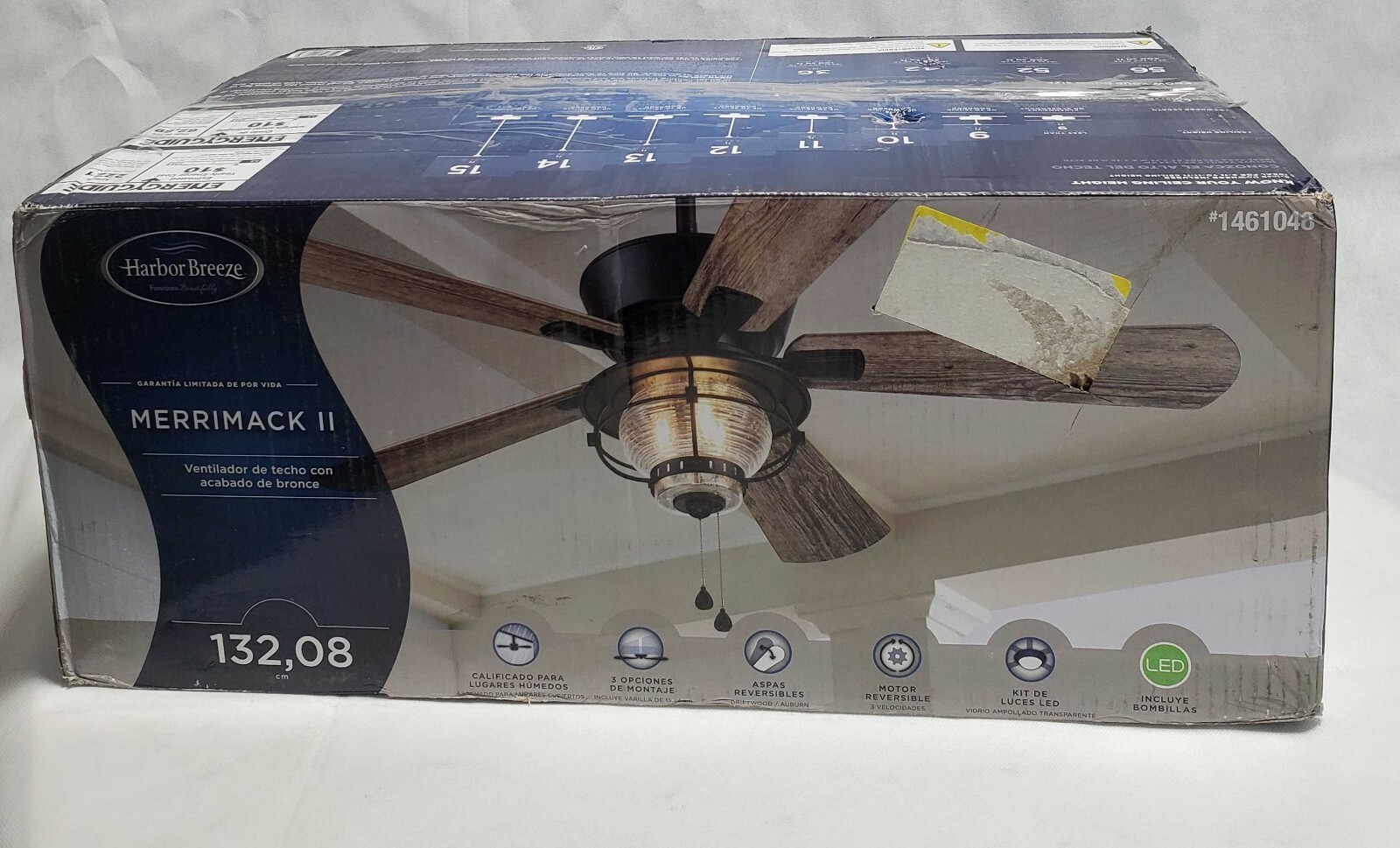 OPEN BOX - Harbor Breeze Merrimack II 52-in Matte Bronze LED - NO GLASS