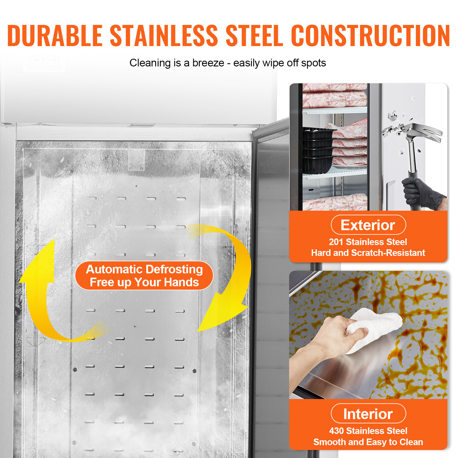 VEVOR Commercial Freezer 19.32 Cu.ft Reach In Upright Freezer 1 Door 4 Shelves