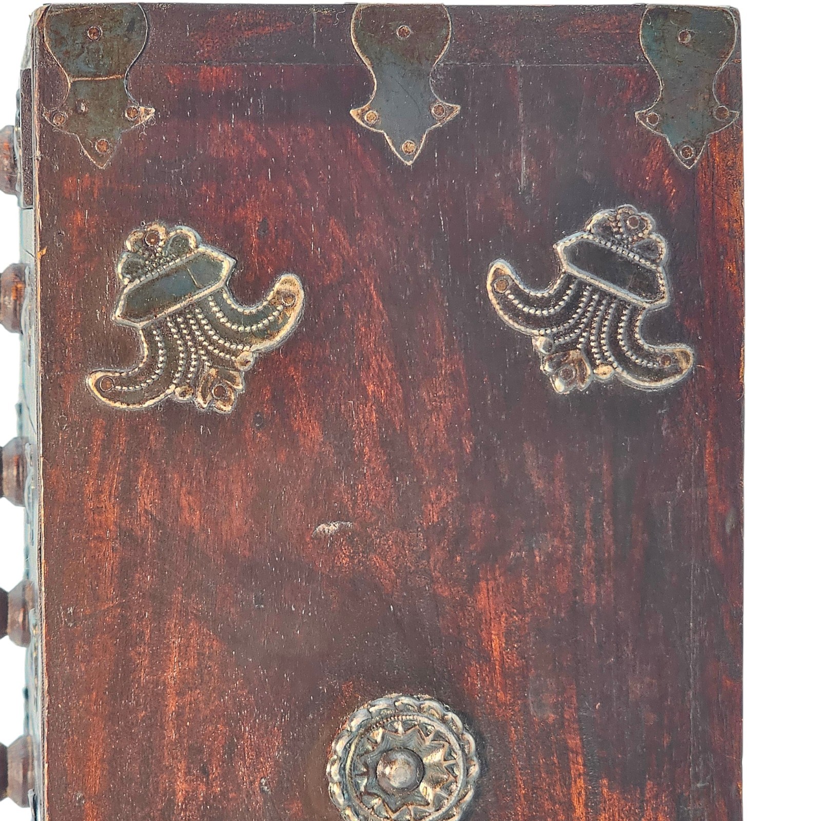 VTG Apothecary Drawer Cabinet 8 Drawer Indian Wood Spice Jewelry Chest (13")