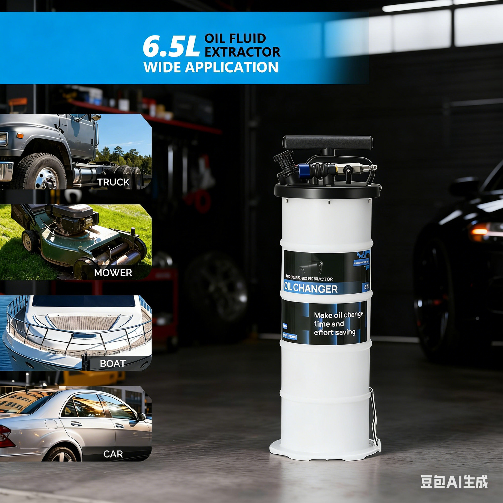 6.5L Oil Extractor Pump Pneumatic/Manual Oil Change Fluid Extractor Blue