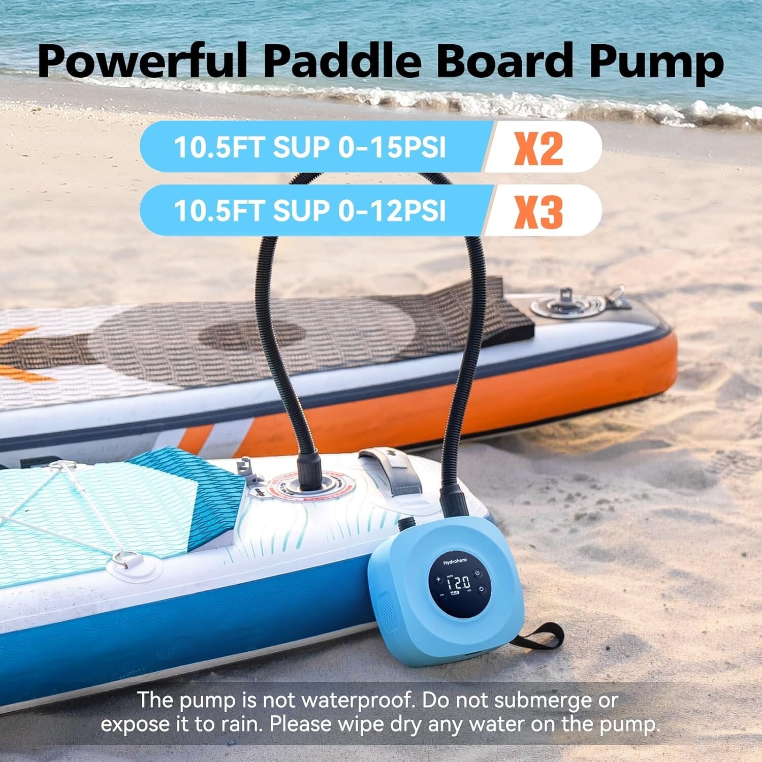 Hydrohero 20PSI Electric SUP Air Pump | Inflator for Paddle Board, boat, kayak