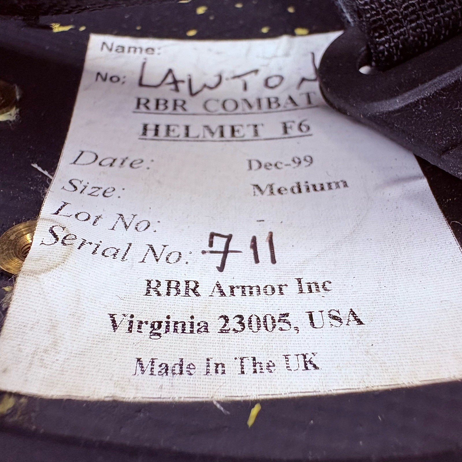 USA Made IIIA (3A) Ballistic Helmet -Size Medium- Bullet Proof