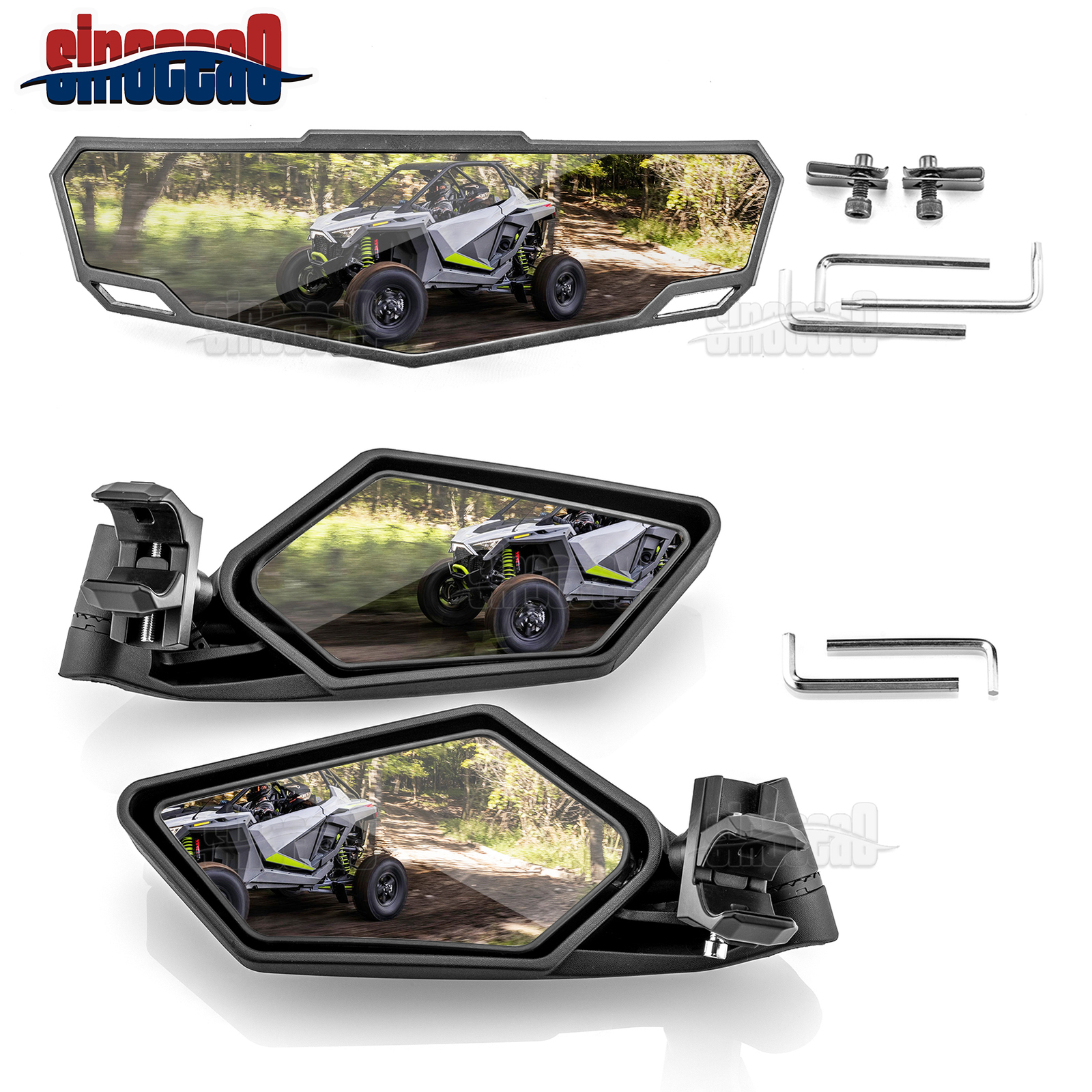 UTV Rear Side & Center View Convex Mirrors For Polaris RZR PRO XP 2/4 2020-2025