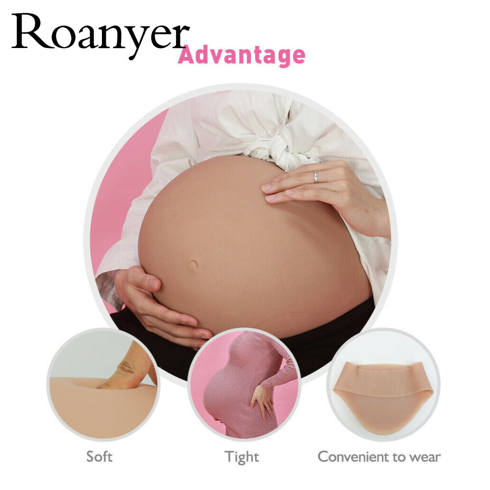Roanyer Silicone Fake Belly Pregnant Bump 3-9 Months for Crossdresser Props