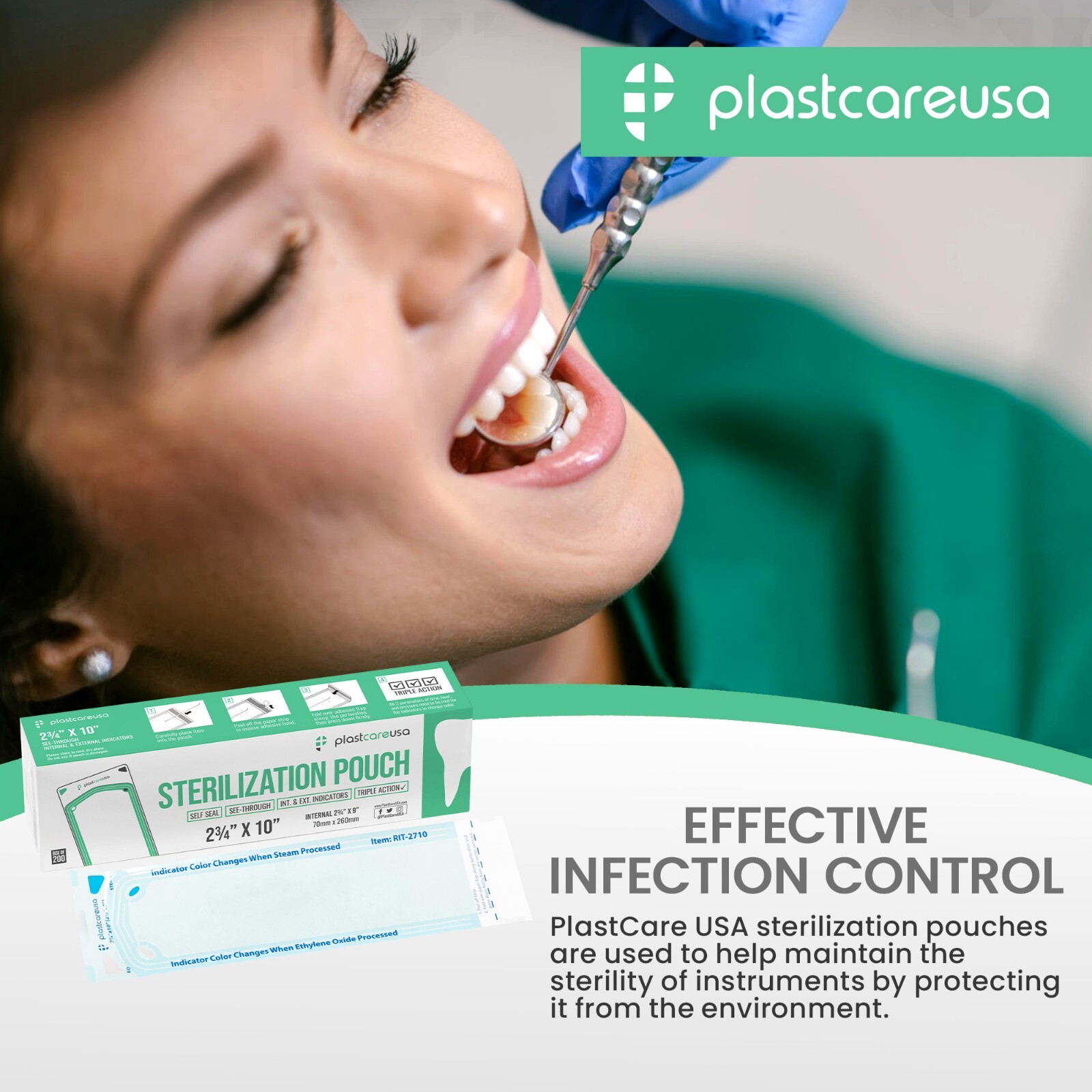 2.75" x 10" Self-Sealing Sterilization Pouches for Autoclave (1 Box of 200)