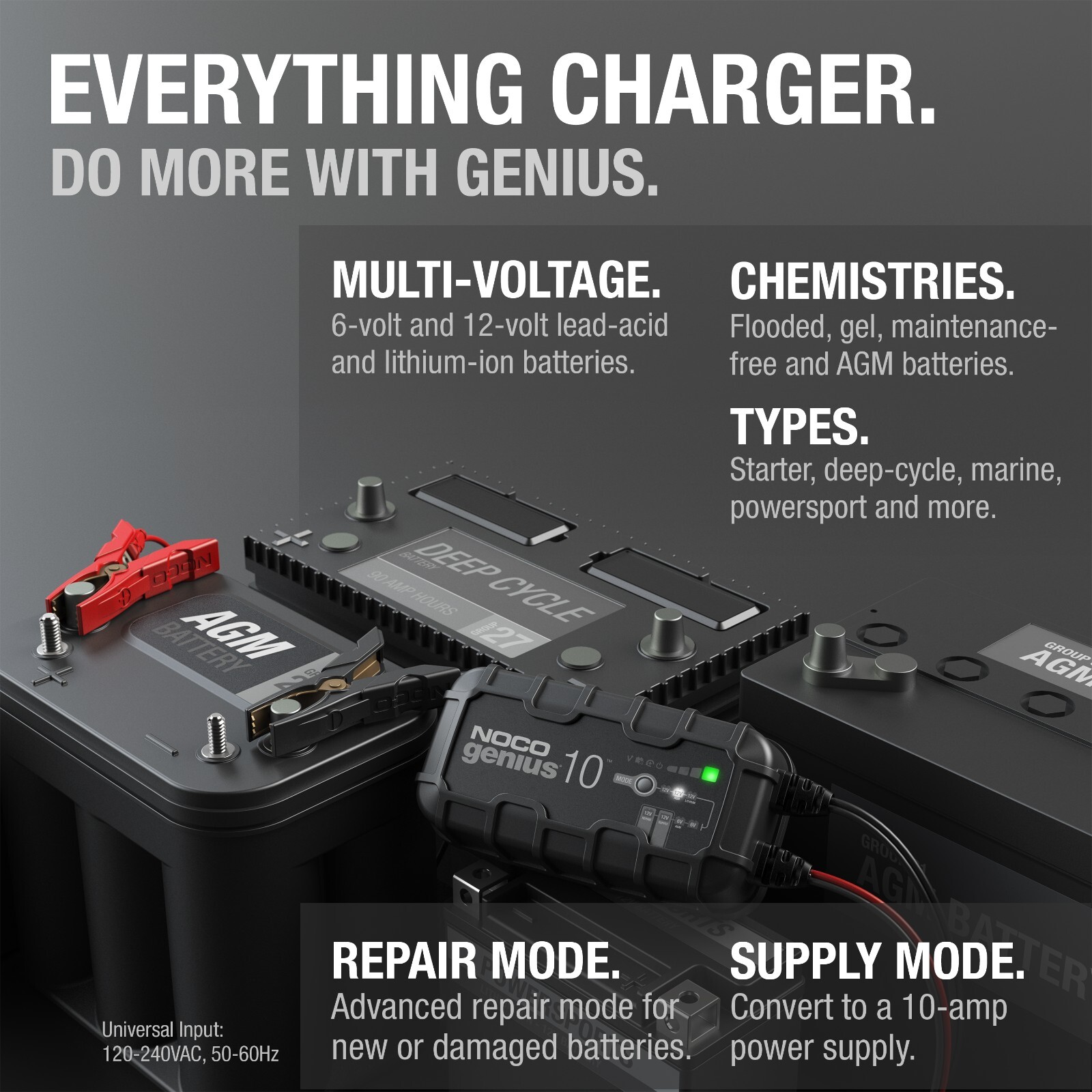 NOCO GENIUS10 6V/12V 10A Smart Battery Charger, Trickle Charger and Maintainer