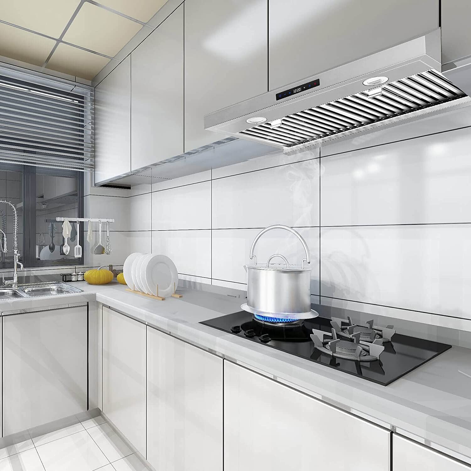 30 inch Under Cabinet Kitchen Range Hood 800CFM 3-Speed Remote Touch Control LED