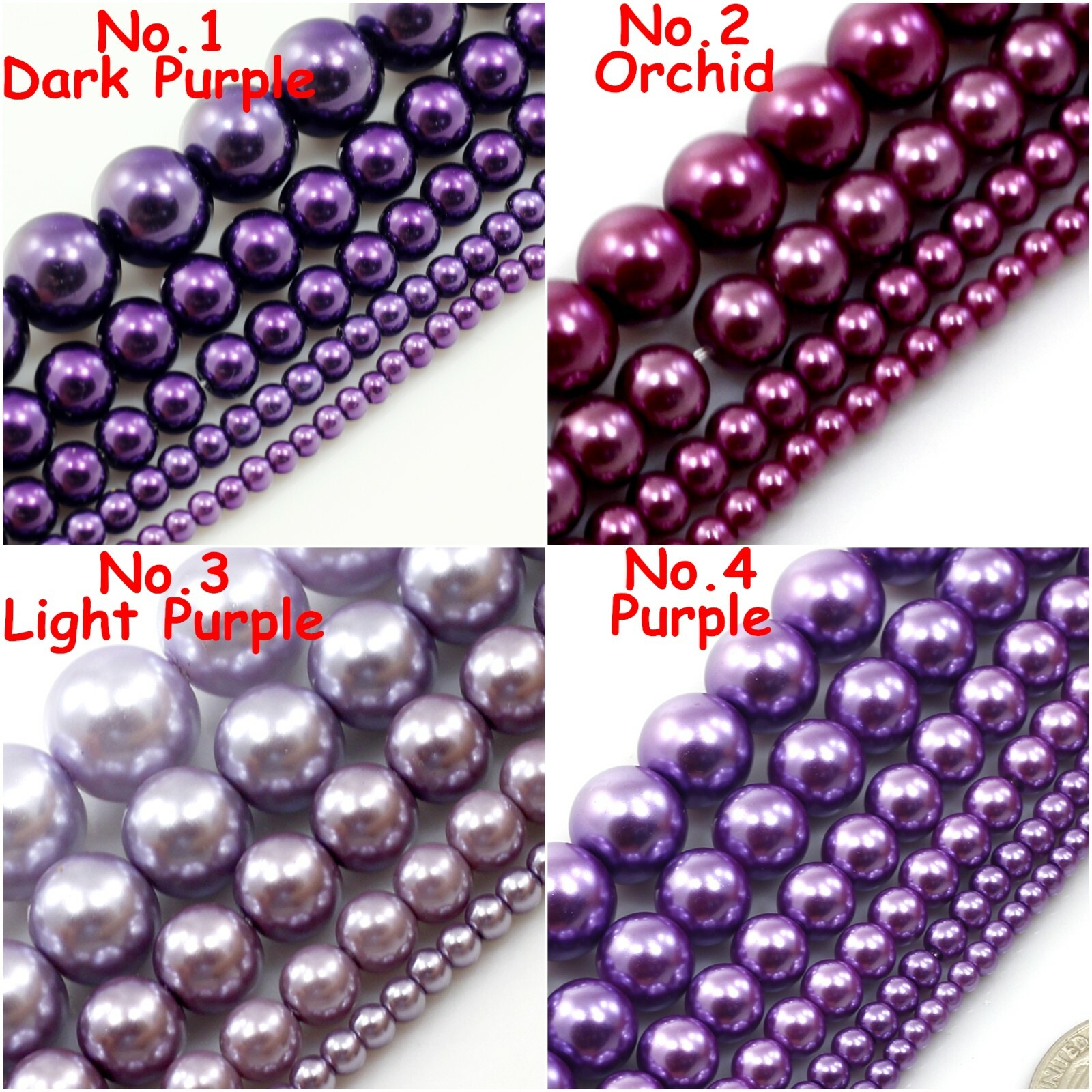 High Quality Glass Pearl Round Spacer Loose Beads 3mm 4mm 6mm 8mm 10mm 12mm 15"