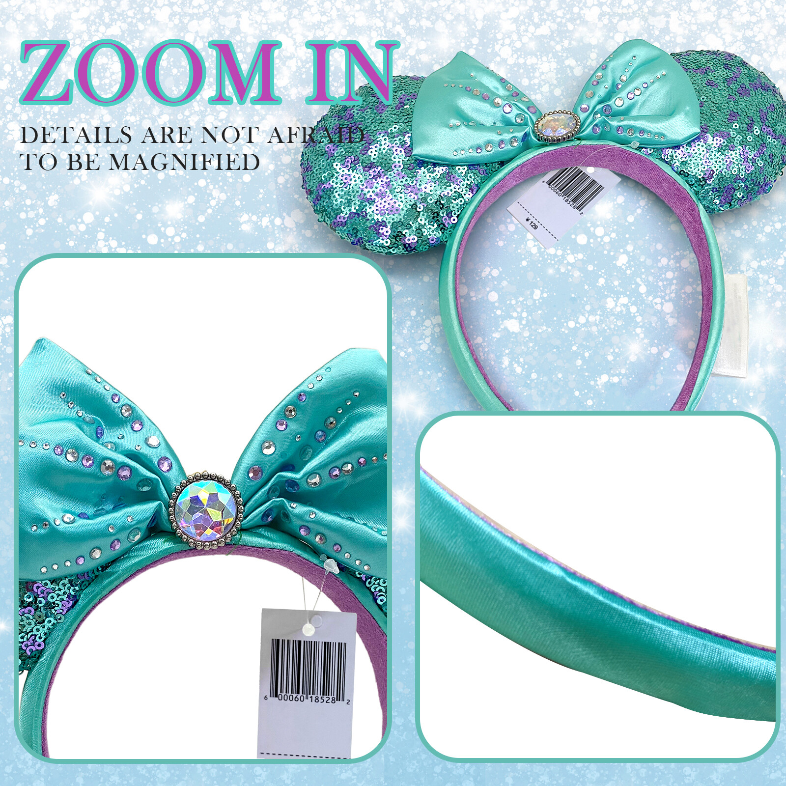 Disney` Parks Ariel The Little Mermaid 30th Anniversary Minnie Ears Headband