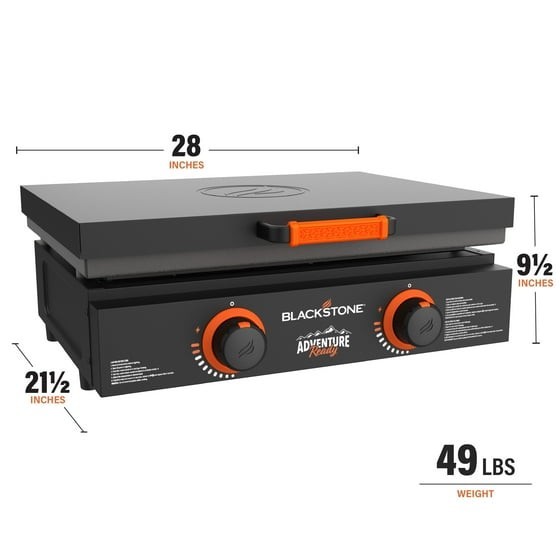 Adventure Ready Outdoor Griddle, 2-Burner 22" Propane Flat Top Grill with Cover