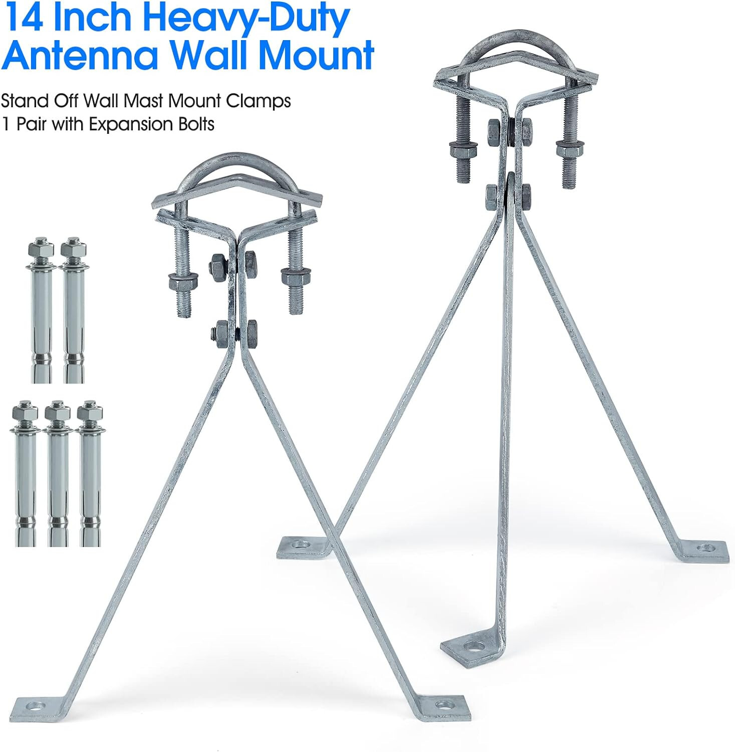 14 Inch Heavy-Duty Antenna Wall Mount,Windproof Stand Off Wall Mast Mount Clamps