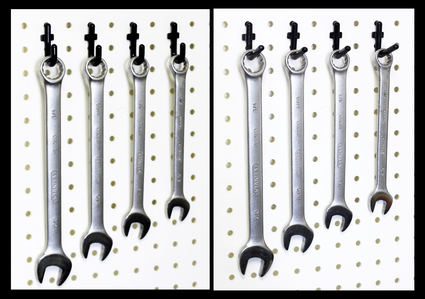 WallPeg Flex-Lock J & L Peg Hooks for 1/4" Pegboard - Lot 100 - Black or White
