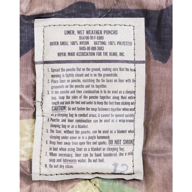 Genuine US Military Poncho Liners Woodland Camo 8405-00-889-3683 Woobie Blanket