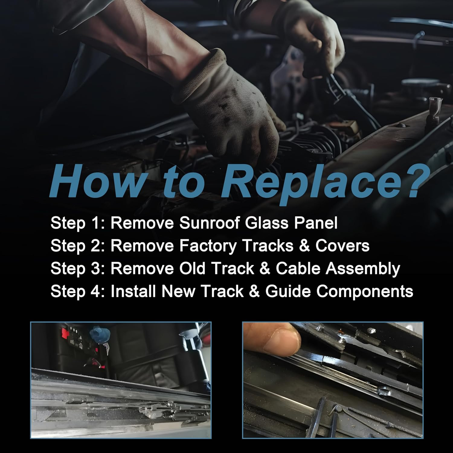 FL3Z16502C22 Sunroof Glass Cables FL3Z1651070E LH/RH Sunroof Guide Track Kit FL3