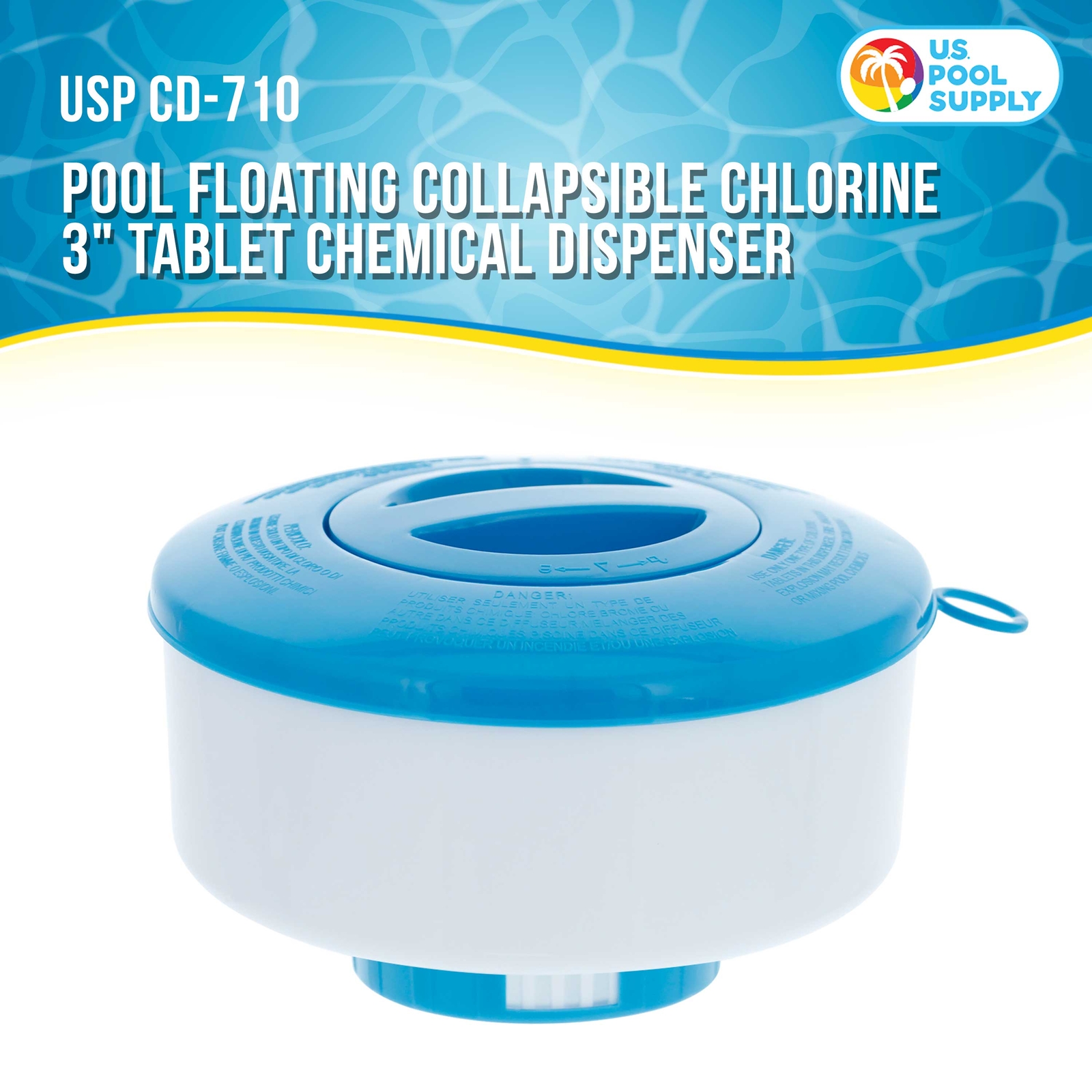 Floating Chlorine 3" Tablet Swimming Pool Chemical 7" Dispenser Collapsible Tank