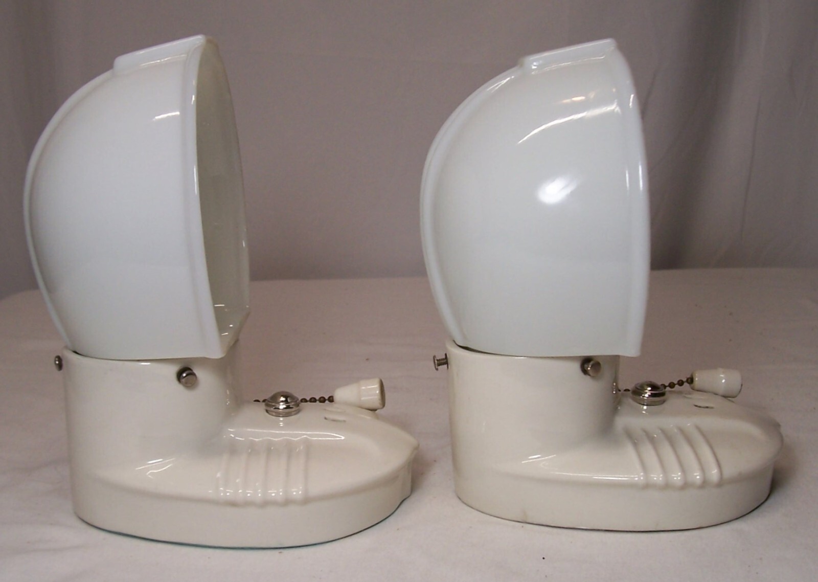 Vtg Porcelain Sconce Pair Antique Ceramic Light Fixture Art Deco USA #F48