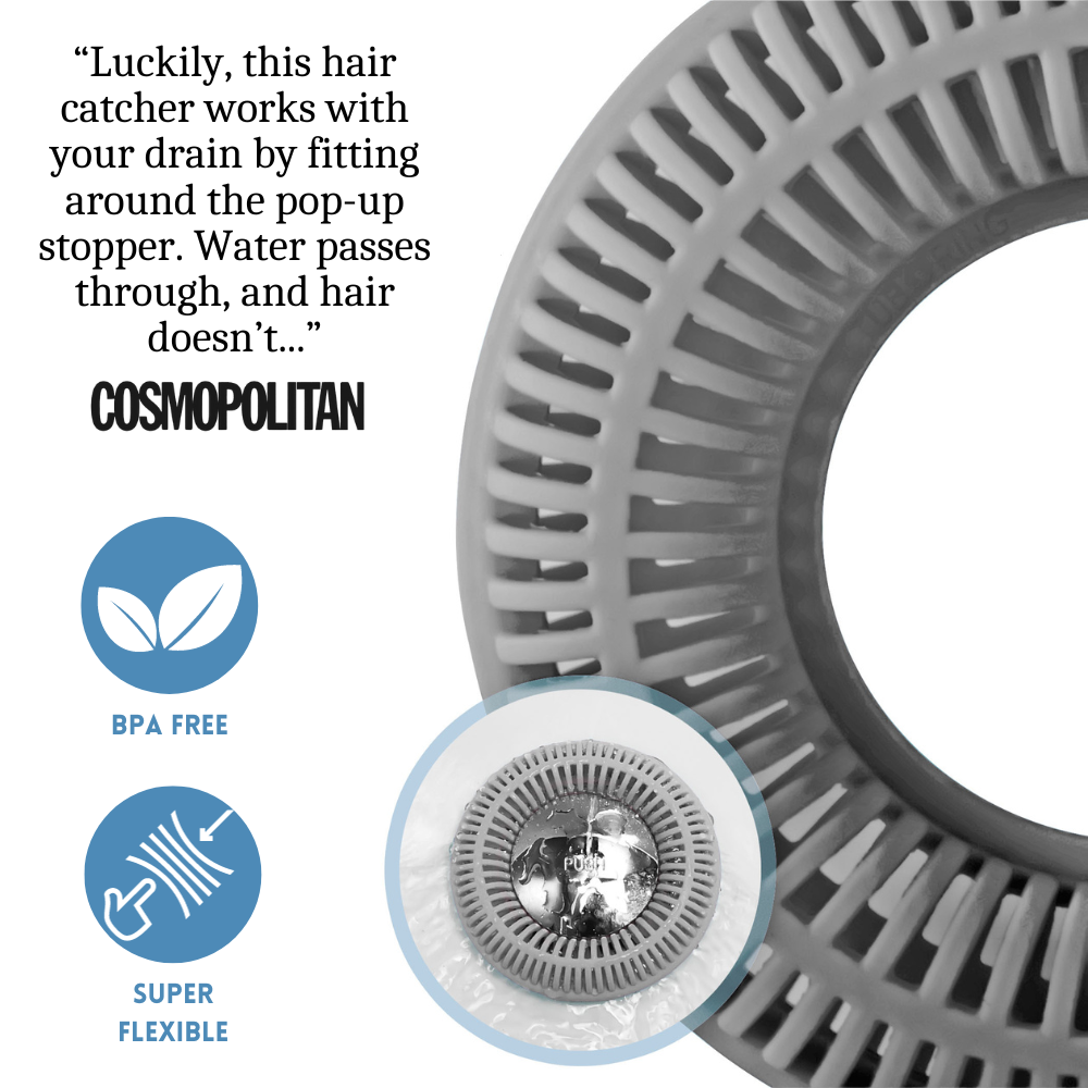 TUBRING The Ultimate Tub Drain Protector/Hair Catcher/Strainer/Snare, Gray