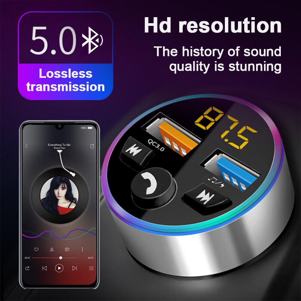 Cigarette Lighter Car Bluetooth FM Transmitter Radio Adapter 2 USB Charger