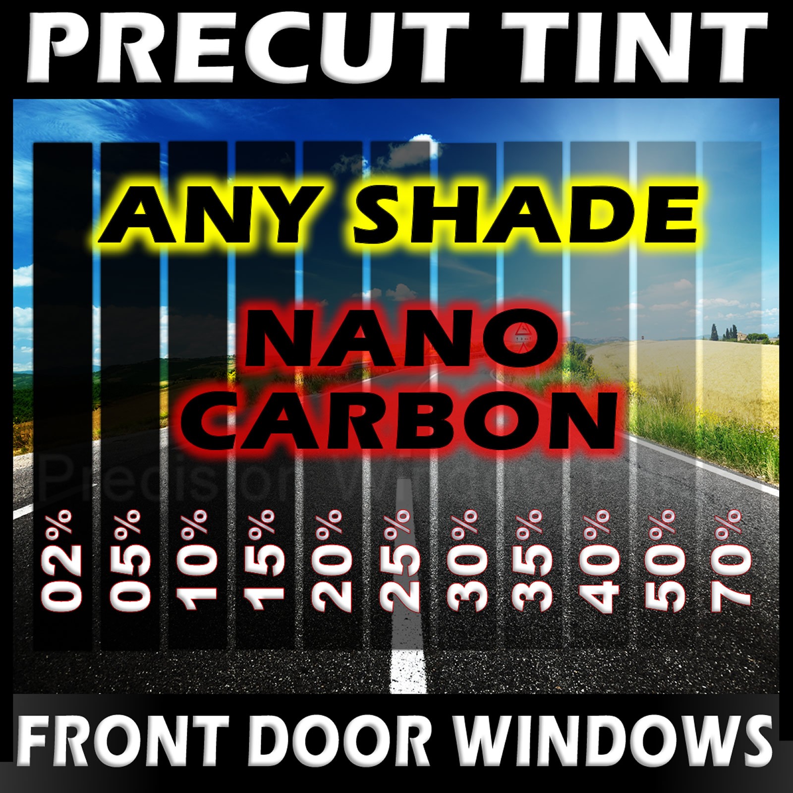 Nano Carbon Window Film Any Tint Shade PreCut Front Doors for Chevy Trucks Glass
