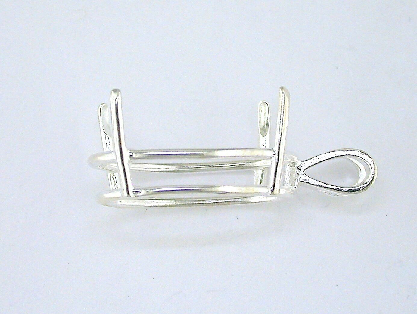 Oval 4 Prong Wire Mount Pendant Setting Sterling Silver
