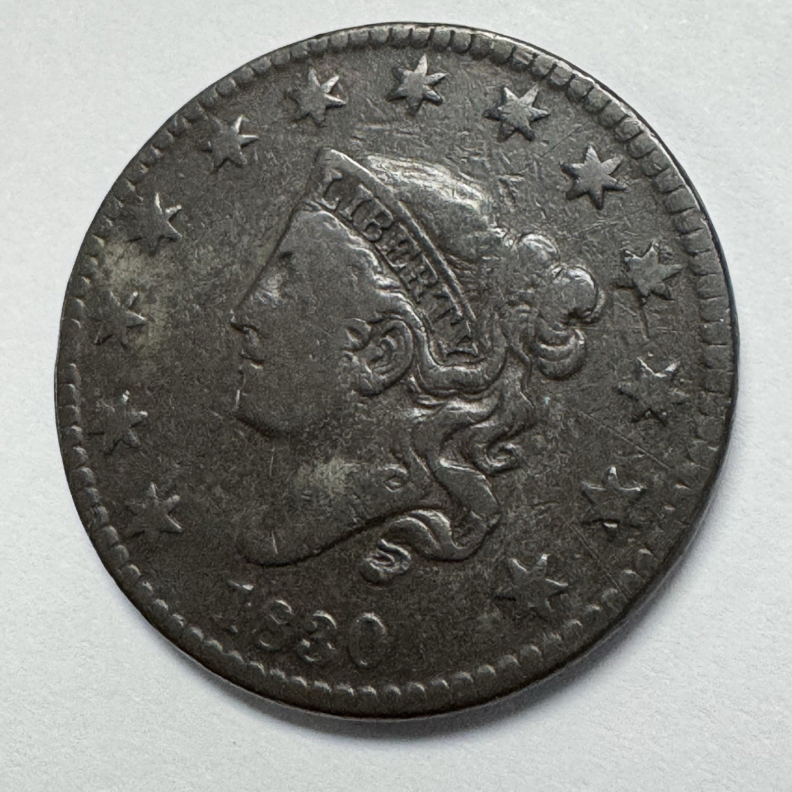 1830 Coronet Matron Head Large Cent US Copper Penny Full LIBERTY