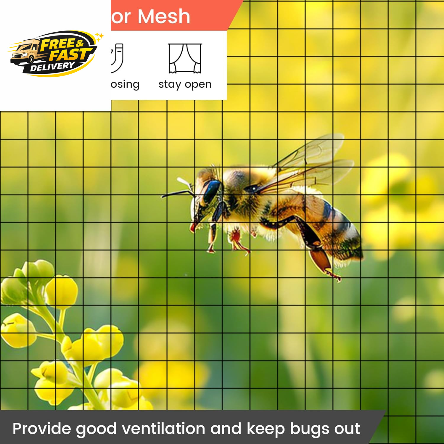 Magnetic Screen Door- Fit up to 36 X 80” Door. Heavy-Duty Screen Door Mesh with