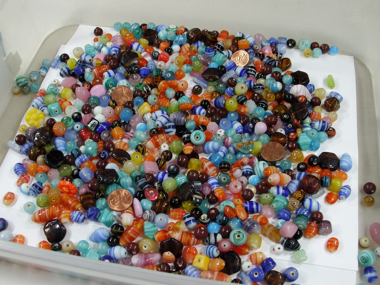 2 Pounds Assorted Shapes and Sizes India Handmade Multicolor Glass Beads (D-8) ⭐