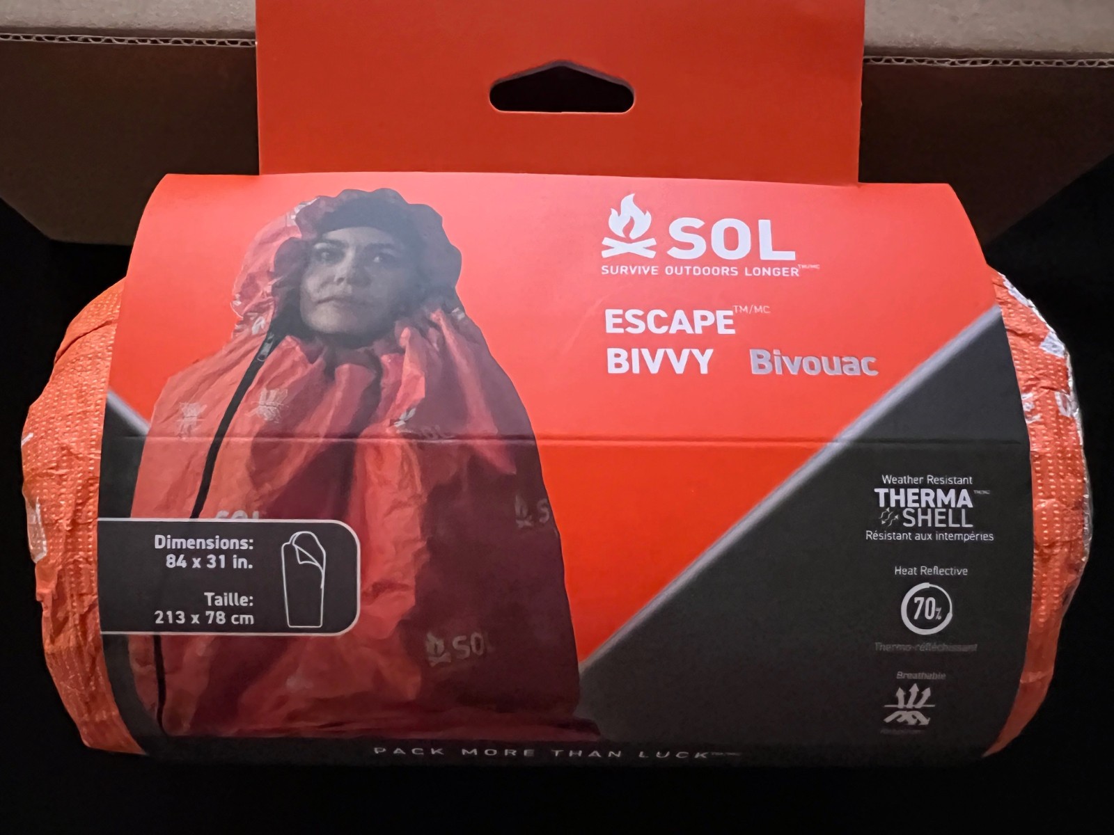 SOL Escape Bivvy with Hood, Orange Survival Sleeping Bag Thermal Reflective, New