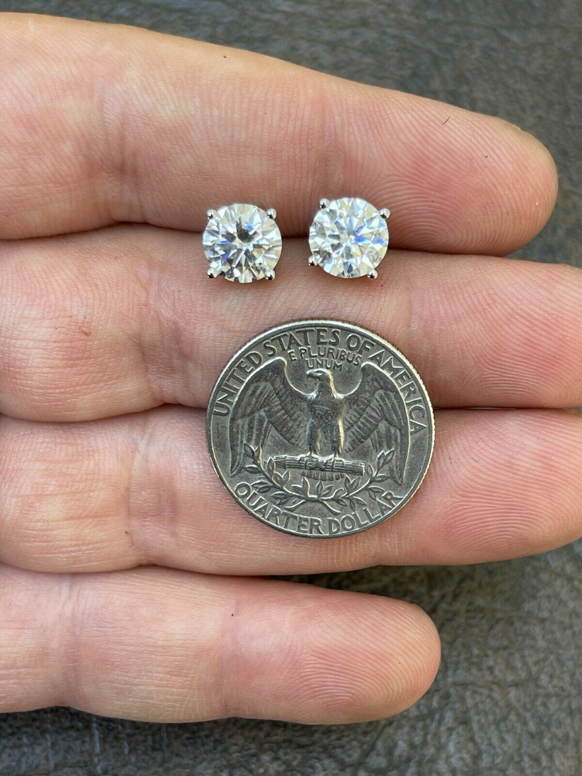 4ct TW Moissanite Screw Back Solitaire Stud Earrings - GRA Certified D VVS1 8mm