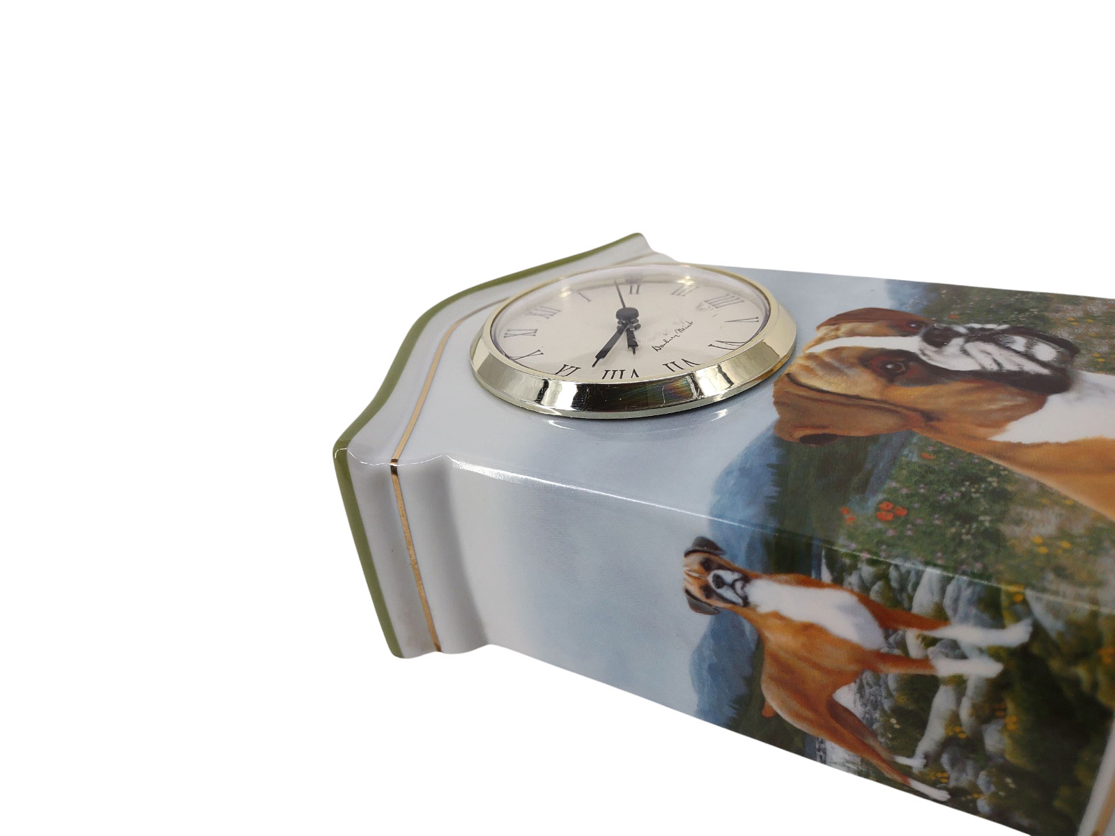 Rare Vintage Danbury Mint The Boxer Porcelain Desk Clock / Works