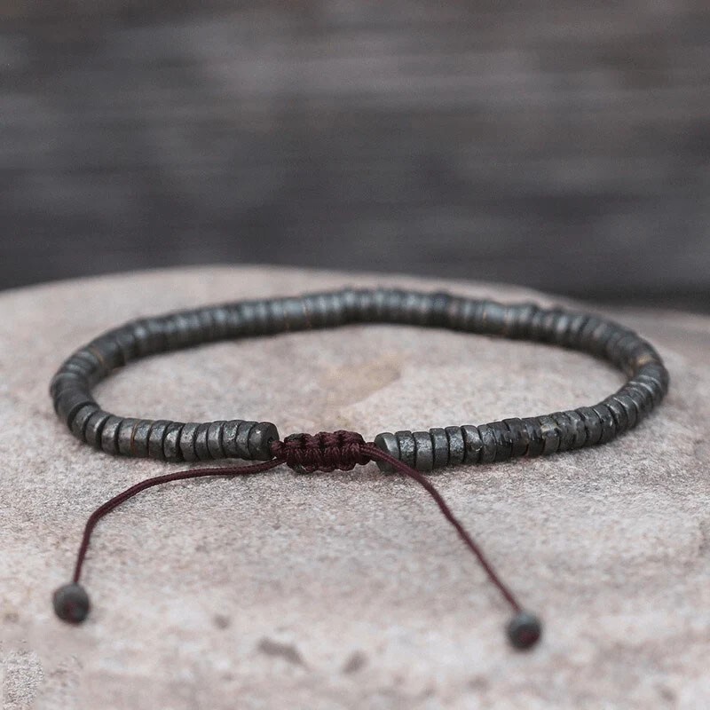 Natural Golden Pyrite Cube Beads Crystal Tibetan Bracelet