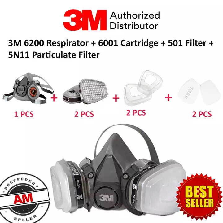 3M 7 IN 1 Reusable Half Face Respirator Facepiece Gas Mask Spraying Painting MED