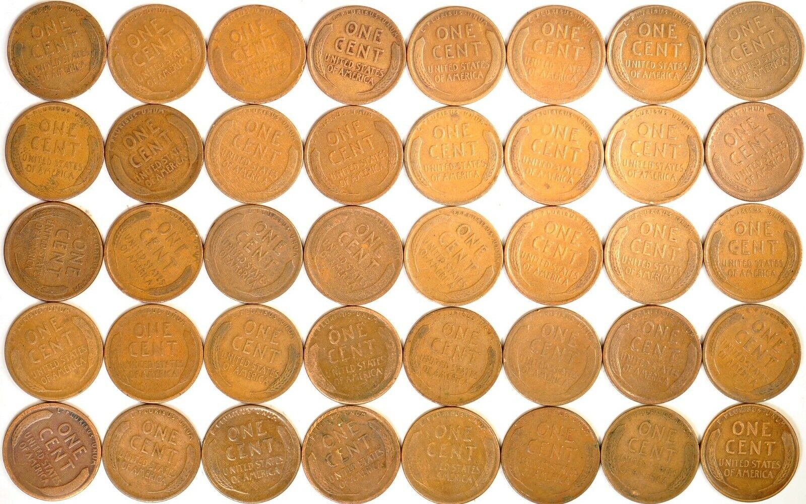 1910-1930 1C Lincoln Wheat Cents Circulated . 1931-1955 AU-Unc You pick the y...