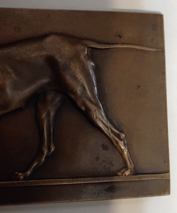 Victor Peters Bronze Hunting Dog Plaque/ Plaquette 3.5" x 2"