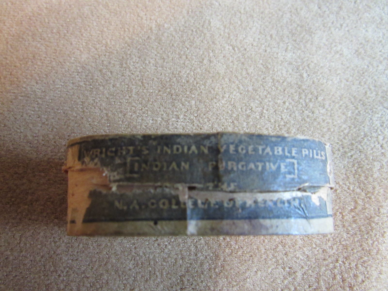 Civil War Wood Box Quack Pills Wrights Indian Vegetable Medicine 1860s