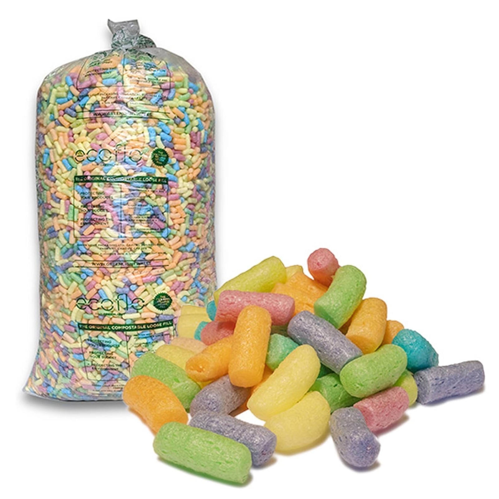 Multi Coloured Biodegradable Eco Flo Protective Loose Fill Packing Peanuts