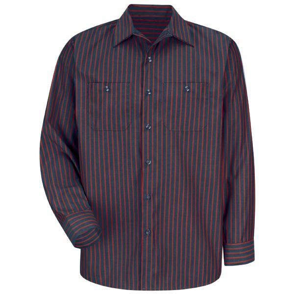 Red Kap Poplin Stripe 2 Pocket Men's Work Shirt Uniform