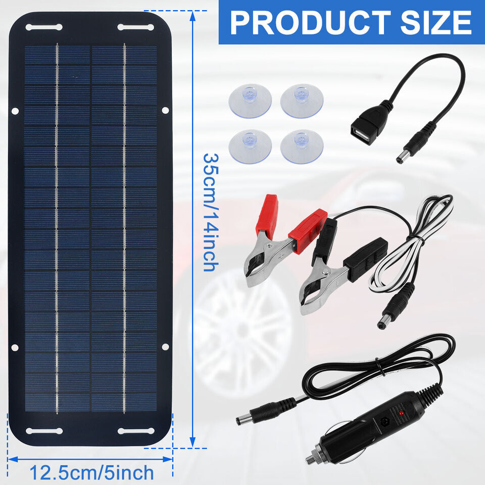 30W Solar Panel 12V Trickle Charger Battery Charger Kit Maintainer Boat Car RV