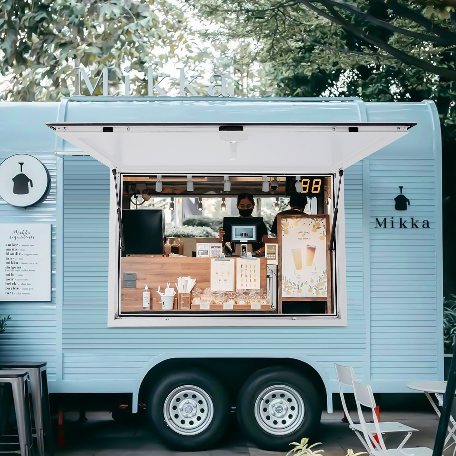 Food Truck Service Door Concession Stand Trailer Serving Window Awning White