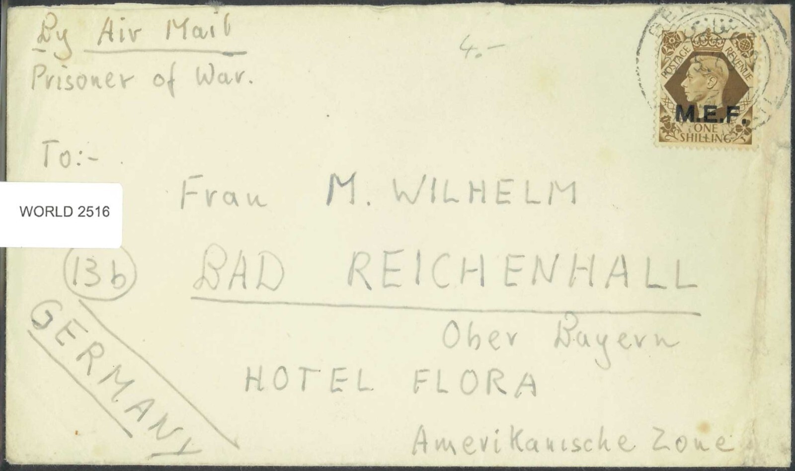 SAVOYSTAMPS UK 1948 POW COVER TO BAD REICHENHALL GERMANY, AMERICAN ZONE OF OCCUP