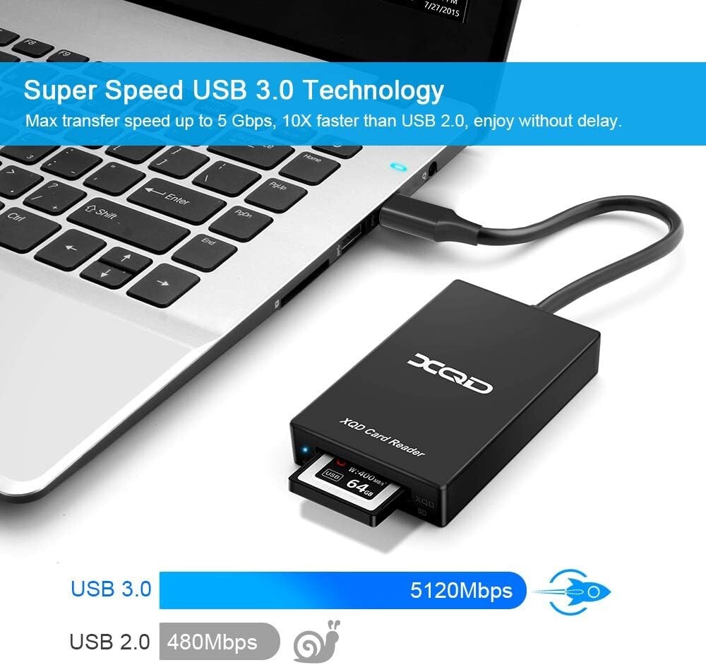 USB 3.0 XQD/SD 2 in 1 Card Reader, Sony XQD Memory Card Reader 5Gpbs Super Speed