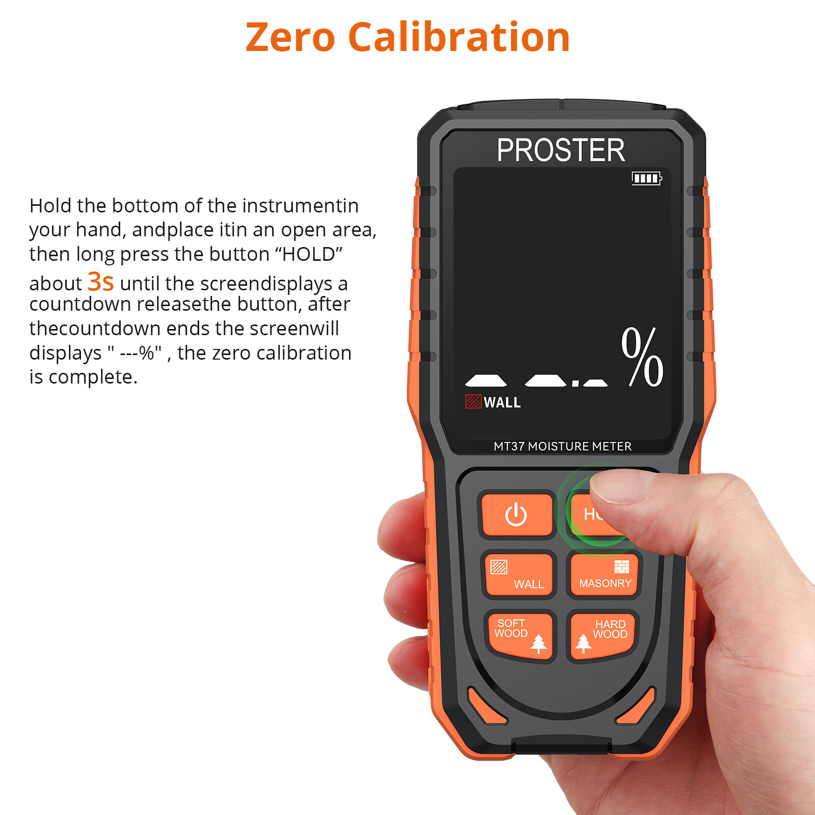 PROSTER Wood Moisture Meter Rechargeable Pinless Humidity Tester Wall Firewood