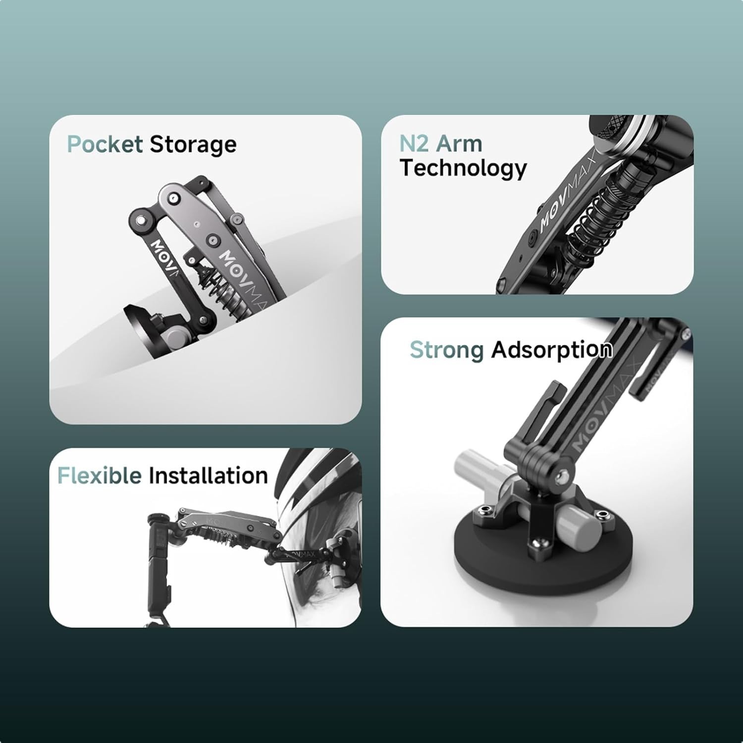 Movmax Blade Arm for DJI Pocket 3, Insta 360, and GoPro Hero 12 Cameras with N2