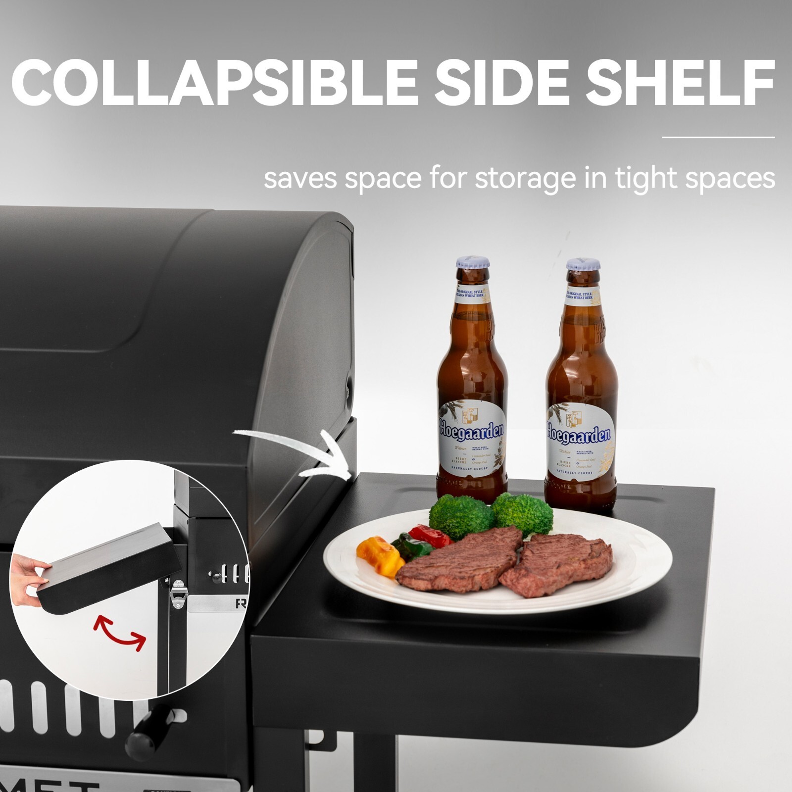 Royal Gourmet 24-Inch Movable Charcoal BBQ Grill with 2 Foldable Side Shelves