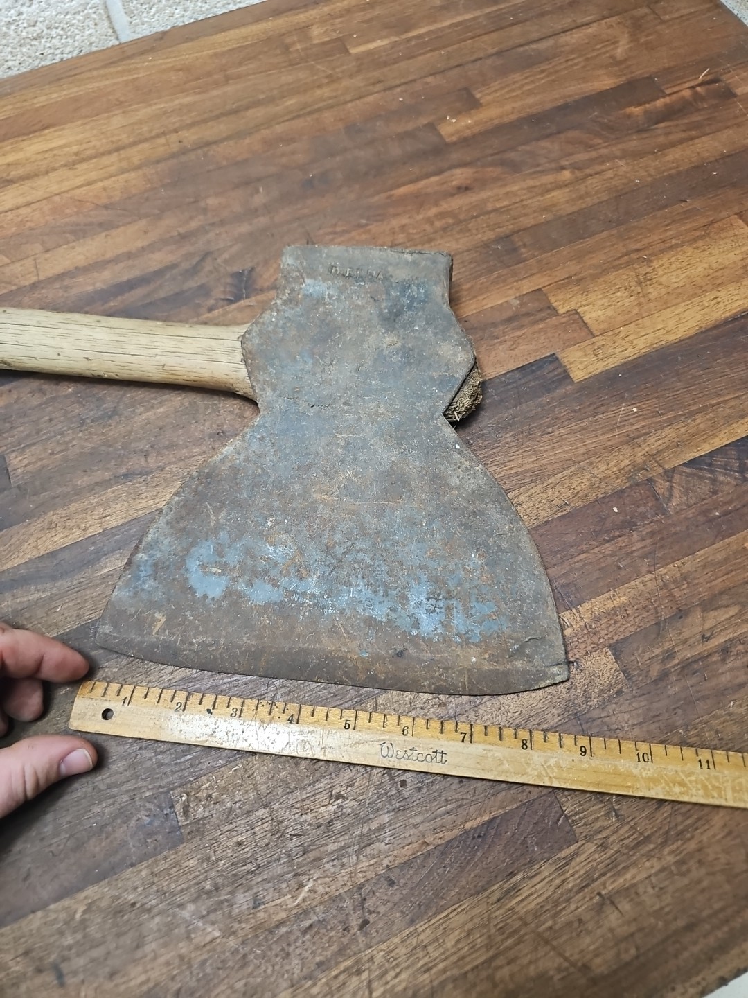 R24- Antique Daniel DRUA Hand Forge Broad Axe - PARADISE - LANCASTER PA 7lb 6oz