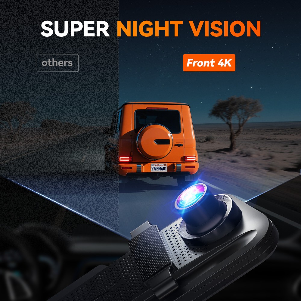 WOLFBOX M40 Dash Camera 4K Front and Rear Dash Cam ADAS Built-In WiFi & GPS NEW