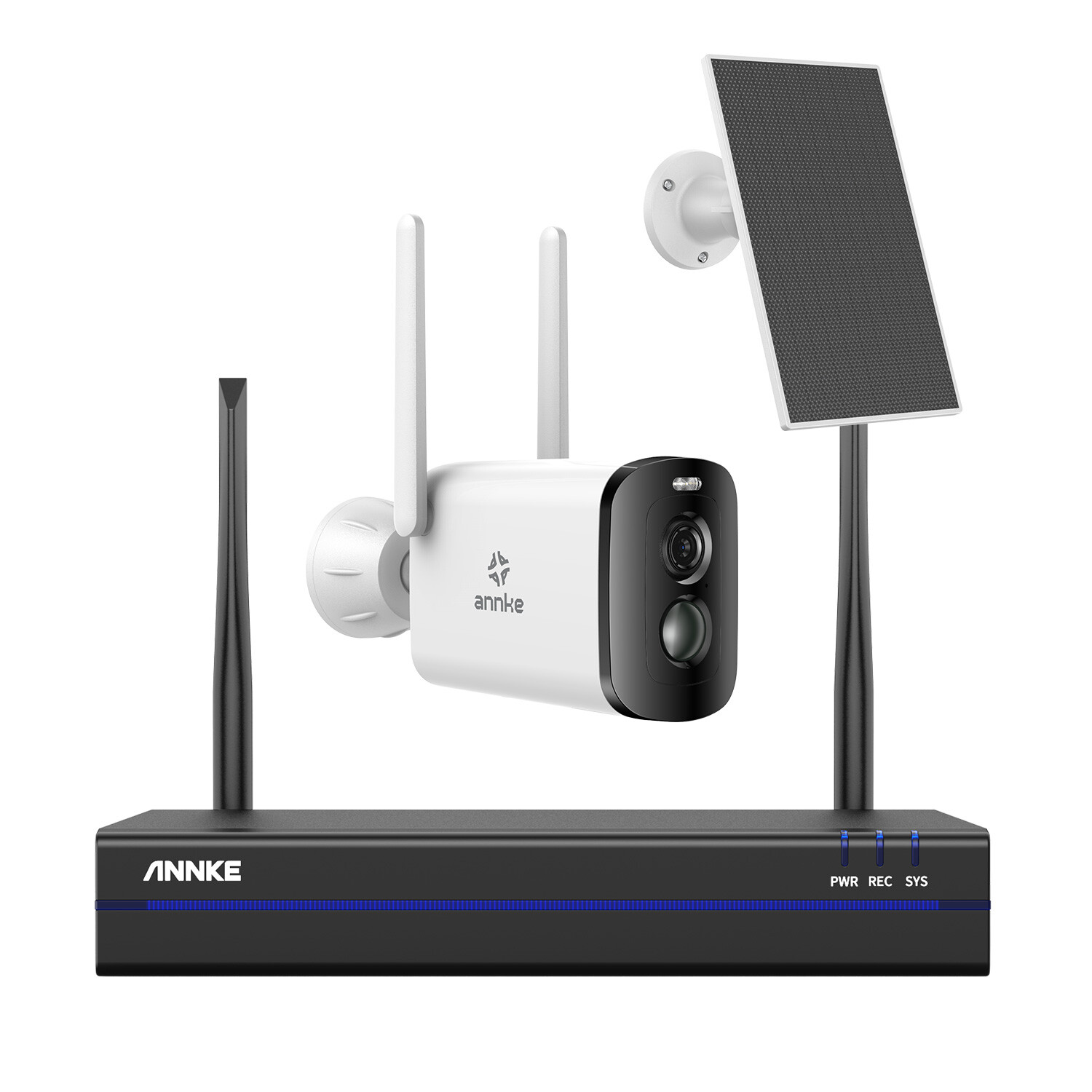 ANNKE 4MP Wireless Color PIR Security Camera System Solar Battery Two Way Audio