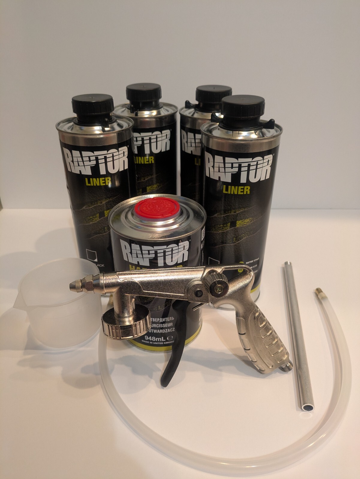 UPOL 0820 Raptor Black Spray-On Truck Bed Liner Kit w/ FREE Spray Gun (1 gallon)